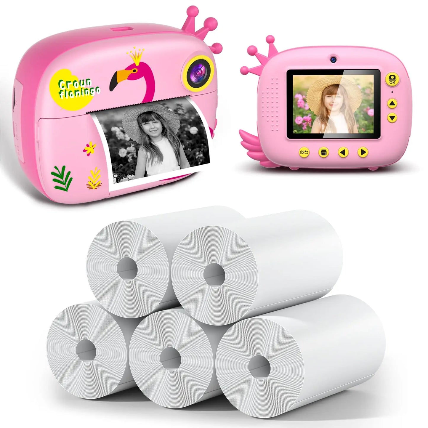 Kids Instant Camera 2.4 Inch Screen 12MP 1080P HD Instant Print Digital Camera Birthday Gifts For 3-12 Years Old Children
