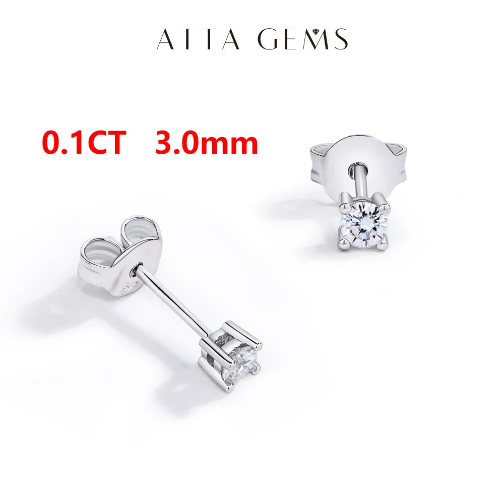 ATTAGEMS D VVS1 Moissanite Four Claw Earrings For Women Man S925 Sterling Silver Sparkling Wedding Jewelry Shipping from the USA