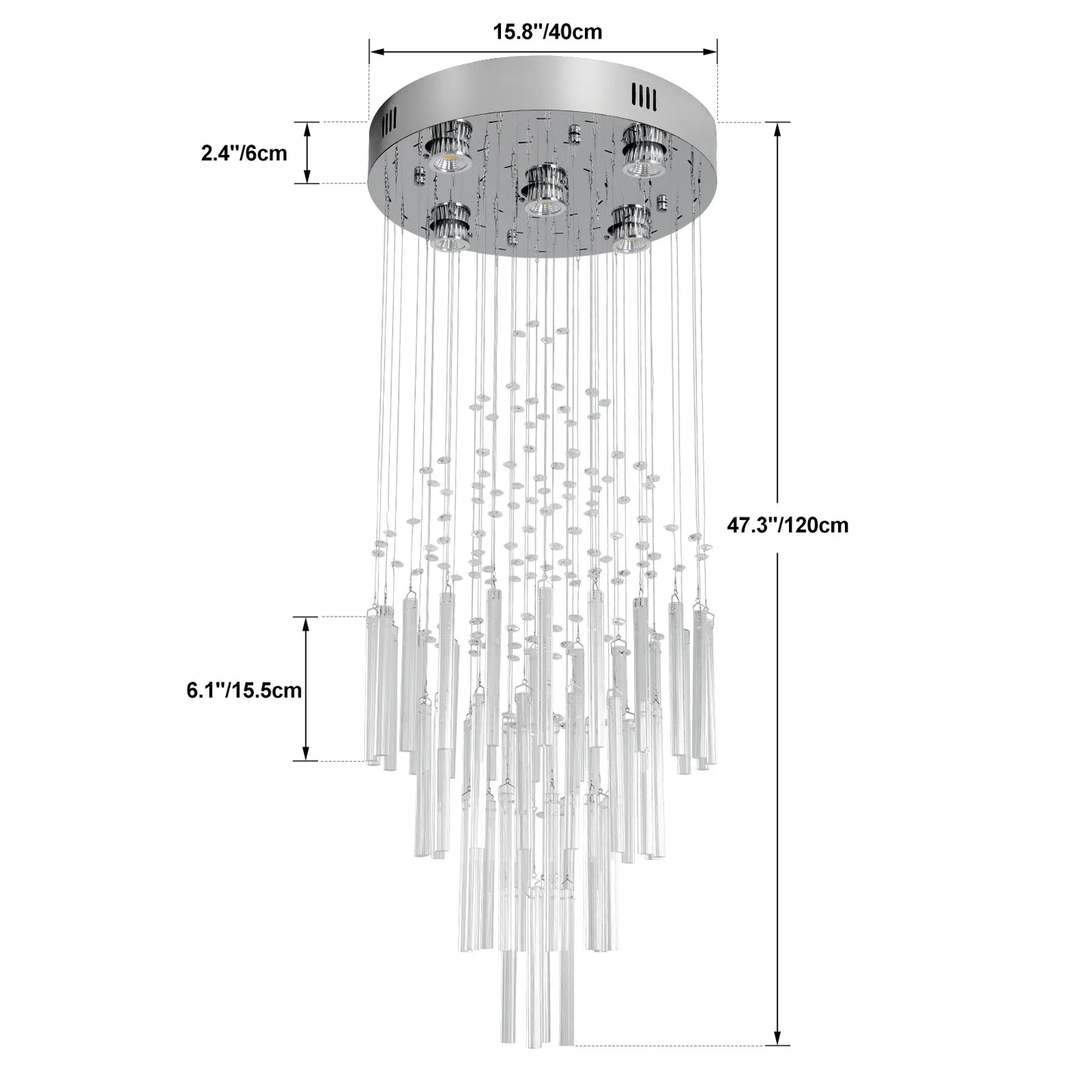 VETRULUS Crystal Ceiling Chandelier Luxury Home Decor Living Room Bedroom Pendant Lights Lustre Lighting Fixture Ceiling Lamps