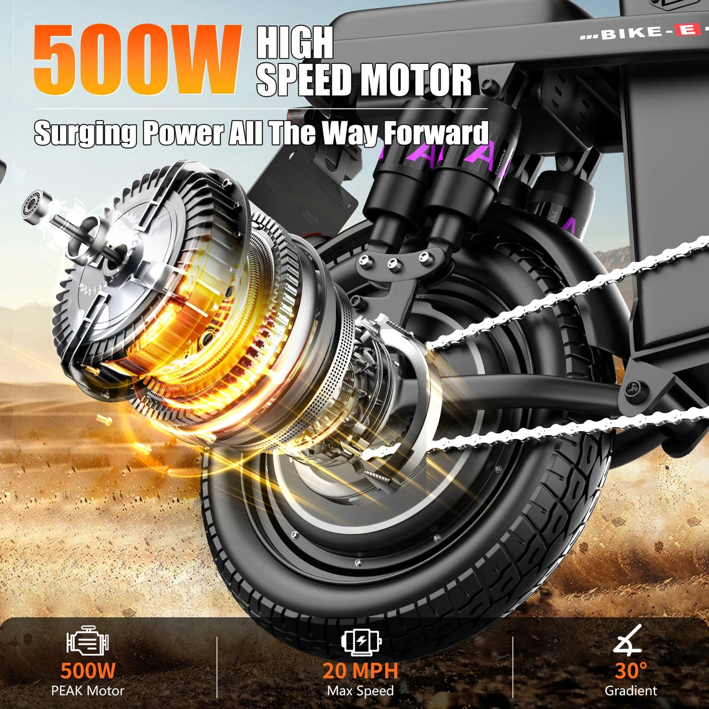 Electric Bike for Adults, 48V 15AH Removable Battery,20MPH 35Miles 500W Brushless Motor Commuting Motorcycle Ebike for Women Men