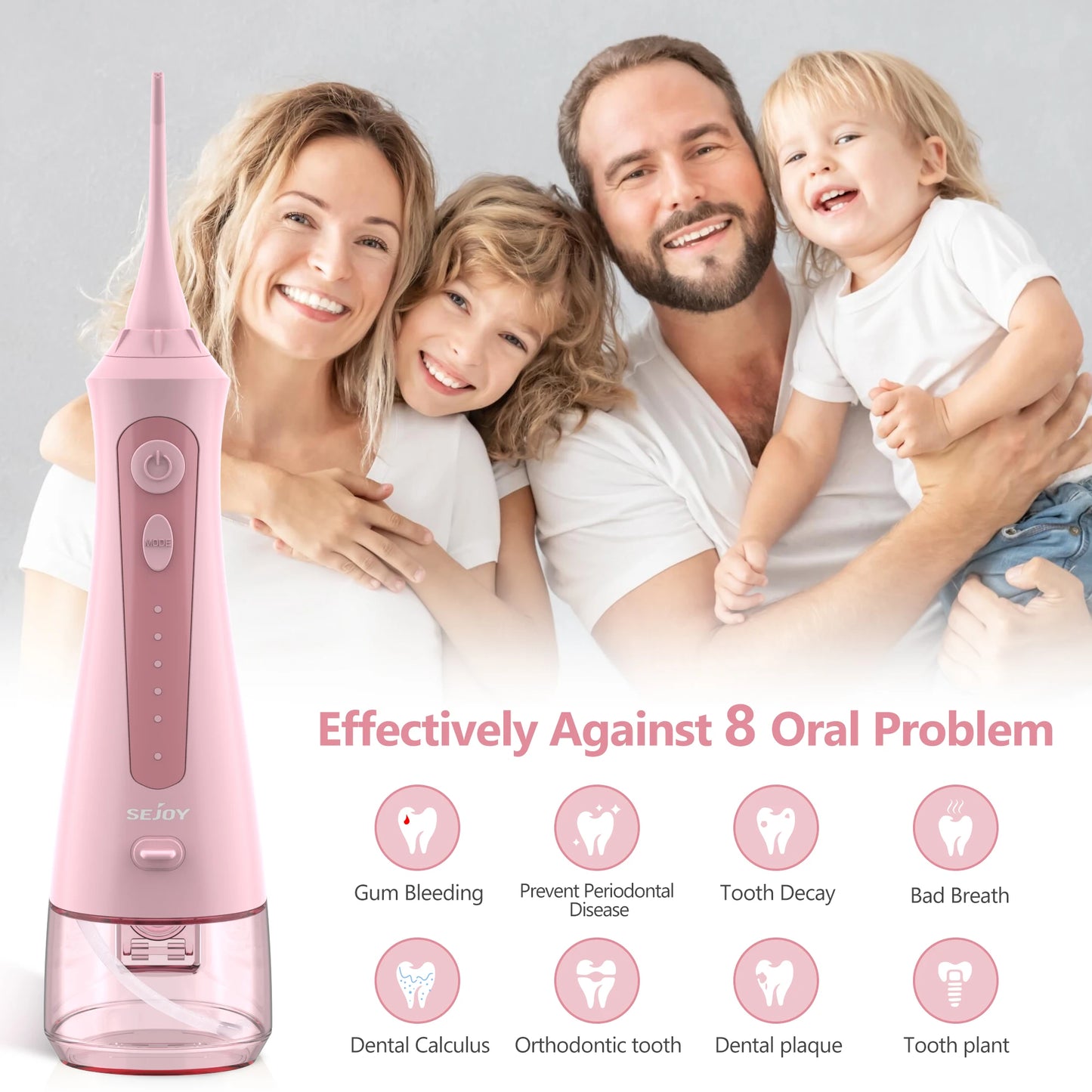Sejoy Oral Irrigator Dental Water Flosser & Electric Toothbrush Portable Dental Water Jet kit Rechargeable for Home Travl