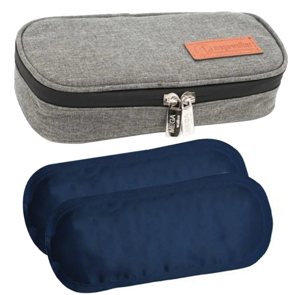 Insulin Cooler Bag Medication Cooler Bag with 2 Ice Packs Insulated Diabetic Bag Portable Medicine Carrying Case for Insulin Pen