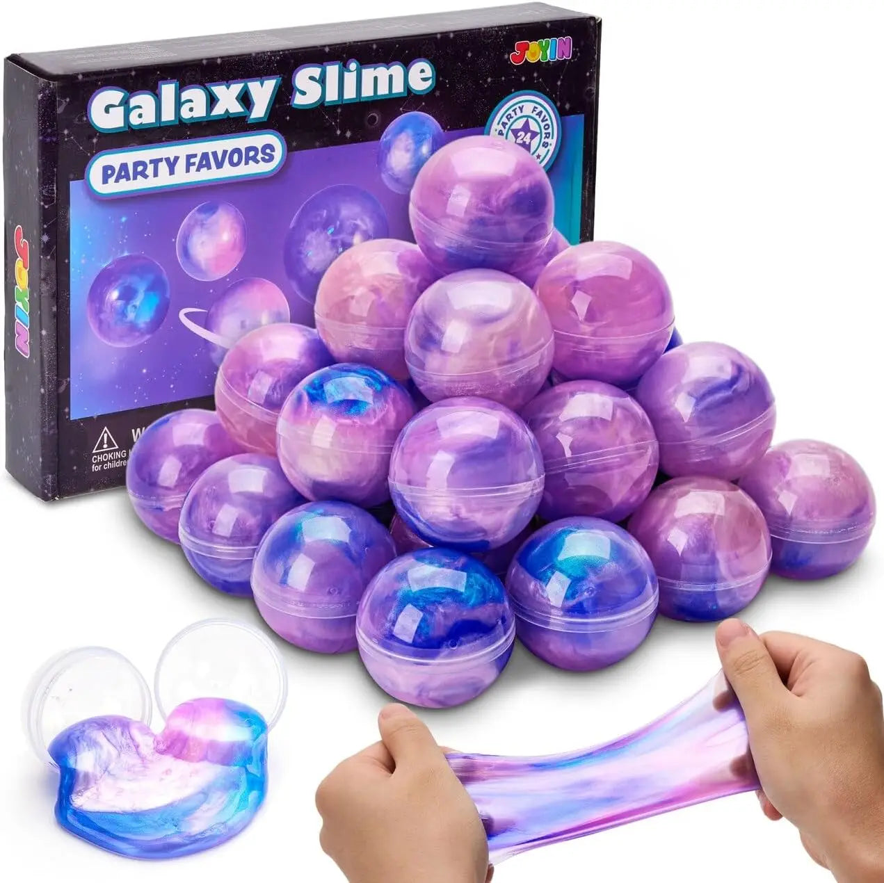 Joyfy 24 Pcs Mini Slime Party Favors Multicolor Galaxy Slime Balls Putty for Kids Stress Relief Treasure Bag Toys Easter Egg