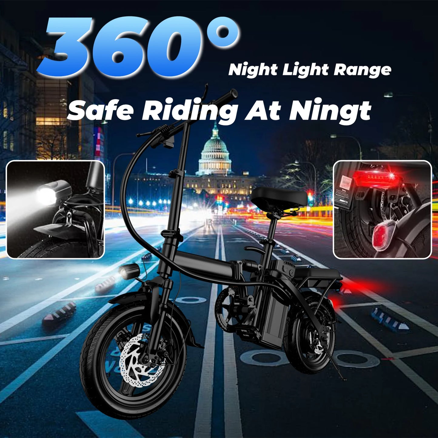 LELEKUAI 500W Adult Electric Bike, 20 MPH, 48V 12Ah Removable Battery, 14 Inch Folding Electric Bike, Multi-Shock Absorption