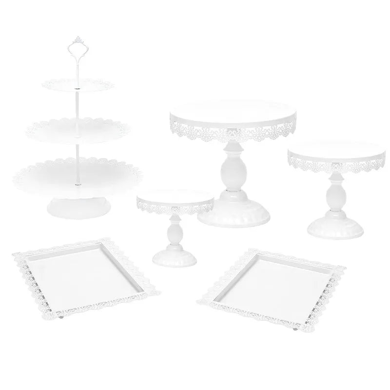 6 Pcs Gold Metal Cake Holder Set,Circular Cupcake Holder,Christmas Decoration Dessert Table,Donut plate,Wedding, Birthdayparty