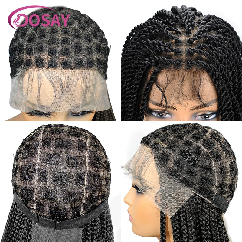 36" Full Lace Braided Wigs Synthetic Hair Box Braids Lace Front Wigs Knotless Braided Wigs For Black Women Braiding Wigs African