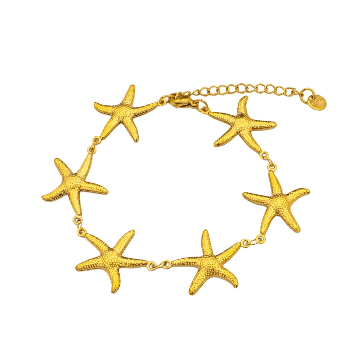 2025 New Gold Color Stainless Steel Starfish Bracelet for Women - Cute Adjustable Jewelry, Hypoallergenic Gift for Girls