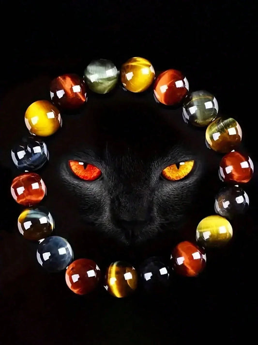 Natural Colorful Tiger Eye Stone Bracelet Cat Eye Stone Bracelet is a great gift for both men and women
