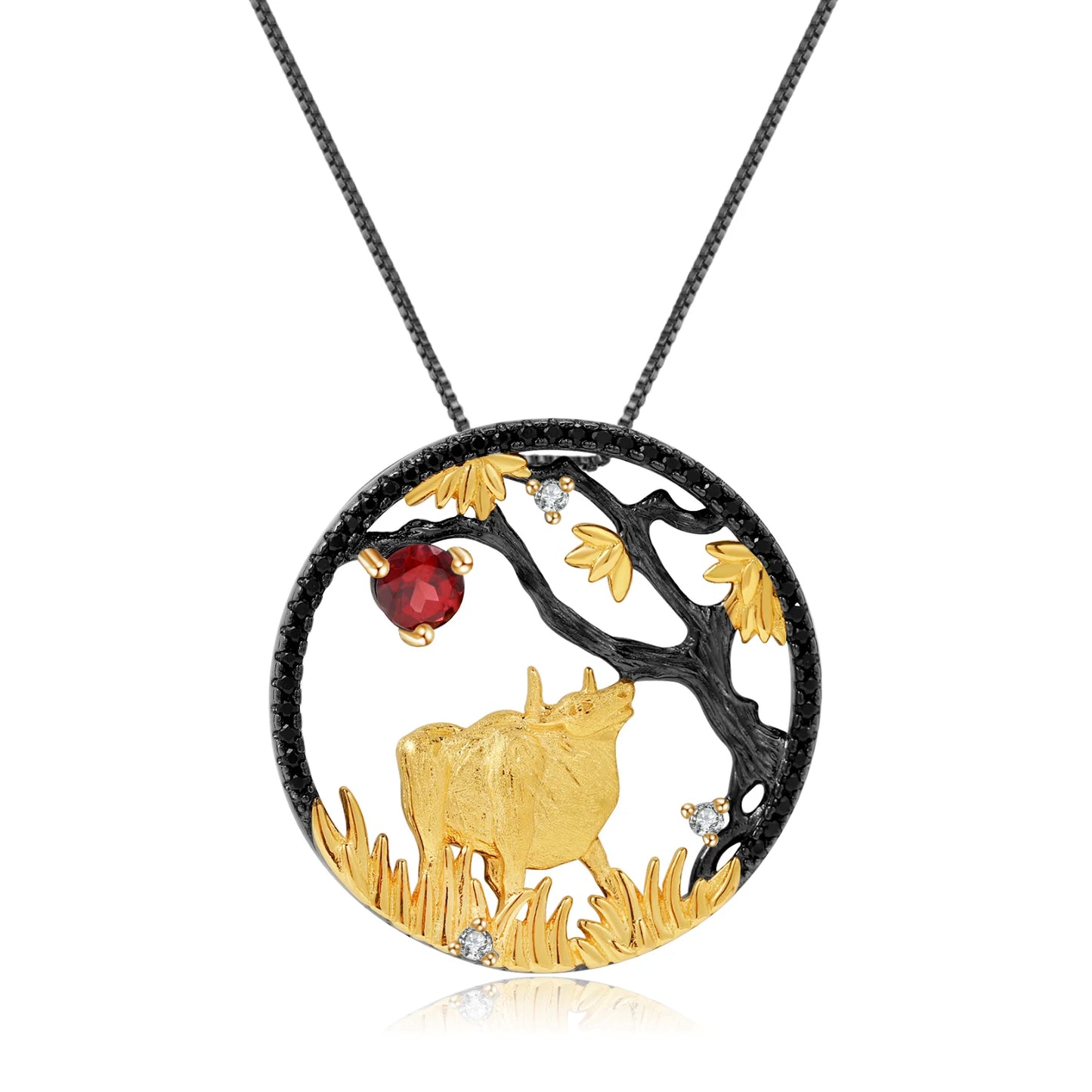 GEM'S BALLET 925 Sterling Silver Natural Swiss Blue Topaz Handmade Dragon Pendant Necklace For Women Chinese Zodiac Jewelry