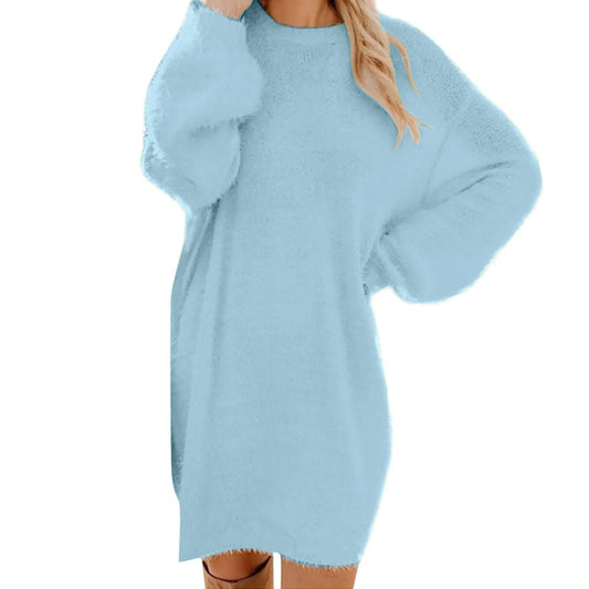 Women Winter Sweater Knit Crewneck Warm Long Sleeve Casual Sweatshirts Dress Elegant Women'S Dresses For Party Vestidos Mujer