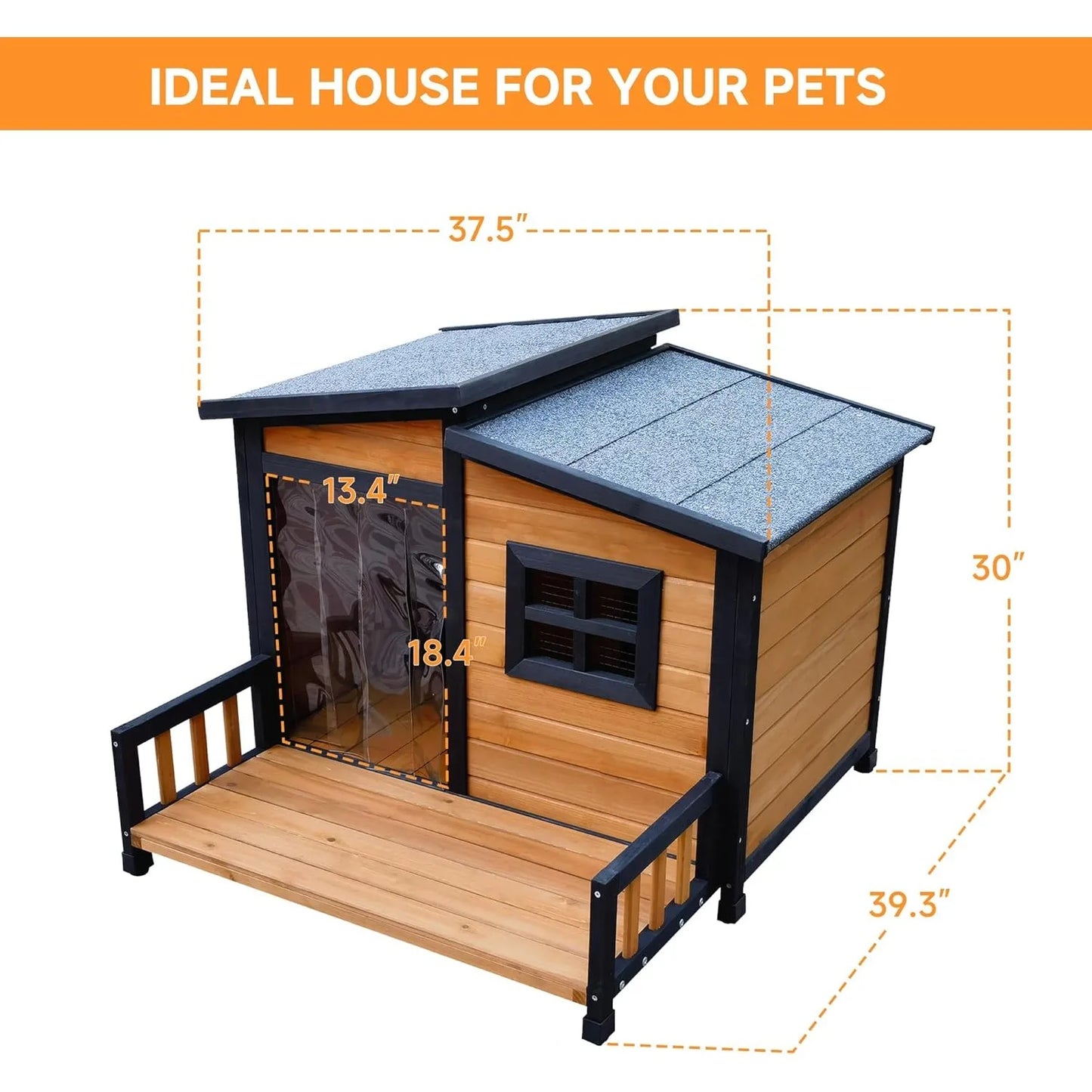 Outdoor Dog House,Wood Warm Pets Home,Insulated Wearproof Outside Shelter  Elevated Floor,Easy to Assemble