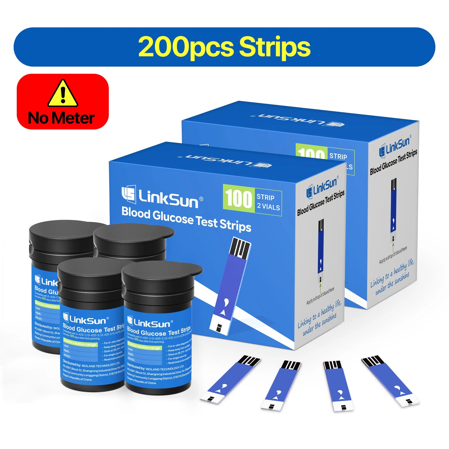 G-425-2 Linksun Blood Glucose Meter Glucometer Kit Medical Diabetes Testing Blood Sugar Tester Digital Glucosemeter Complete Kit
