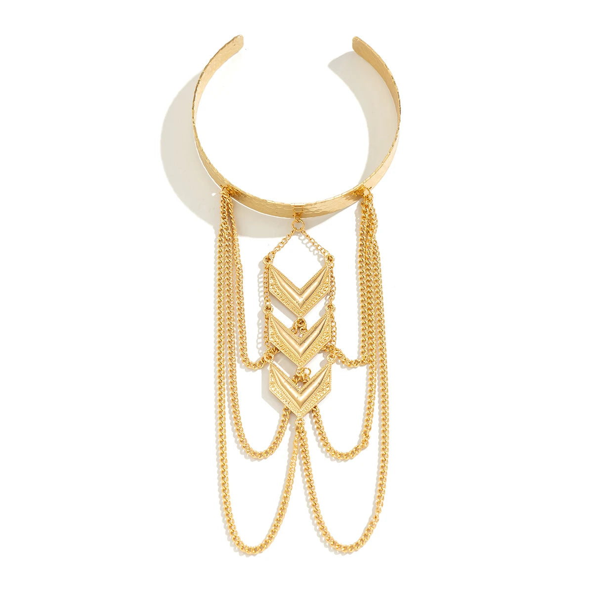 Ingemark Vintage Punk Tassel Link Open Upper Arm Bracelet for Women Goth V Shape Pendant Adjustable Bangles Couple Jewelry Gift