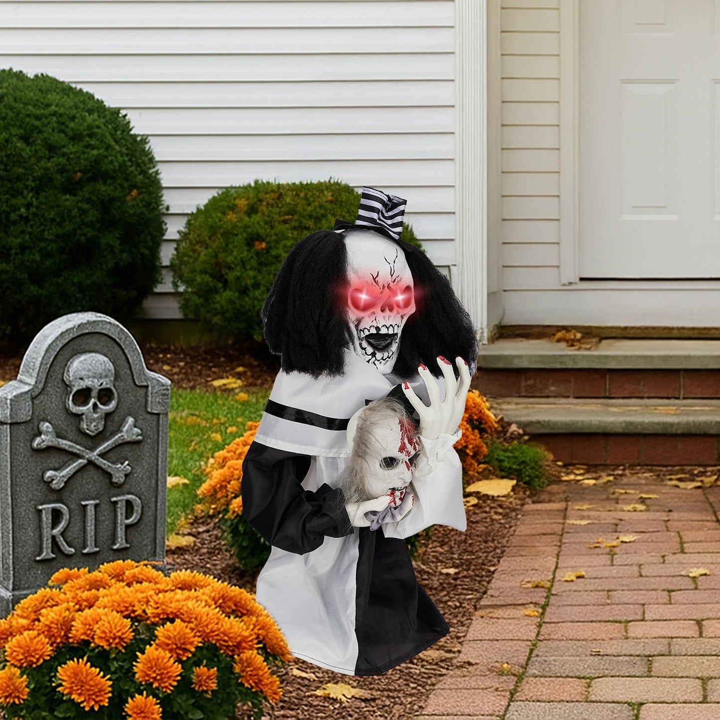 1.8ft Halloween Decoration Scary Clown, Sound-Actived Party Decor with Creepy Sound , Scary Haunted House Props