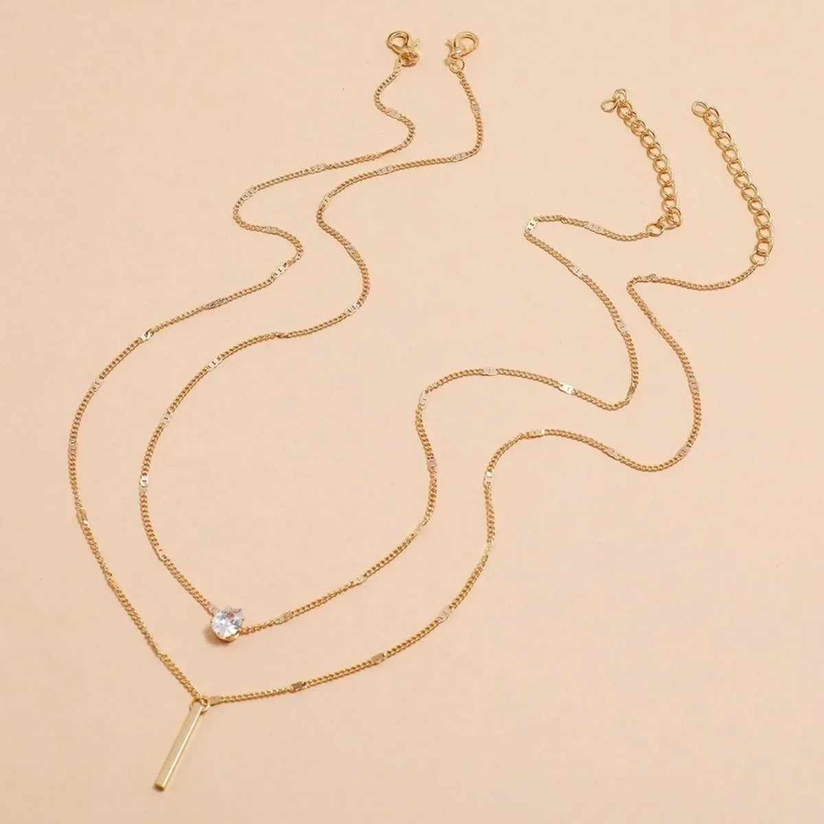 Multi-layer Five-pointed Star Heart Shape Water Drop Pendant Chain Necklace Alloy Material Glass Collarbone Chain Sexy Women's