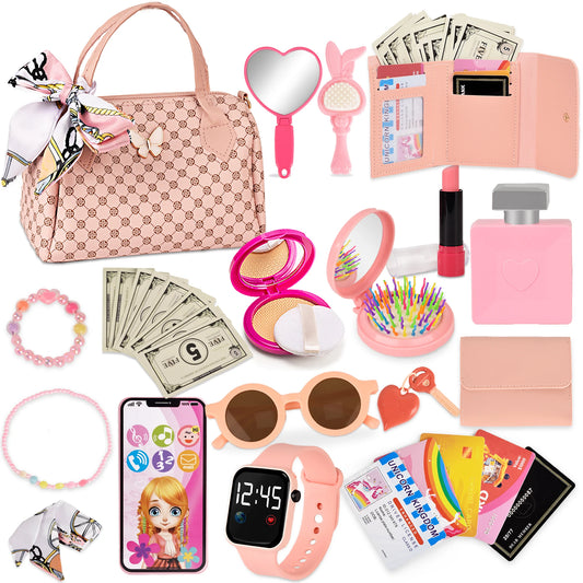 Princess Playset for Girls: Stylish Makeup Kit with Handbag, Phone, Wallet & Fake Cosmetics – Perfect Gift for Kids Aged 3+