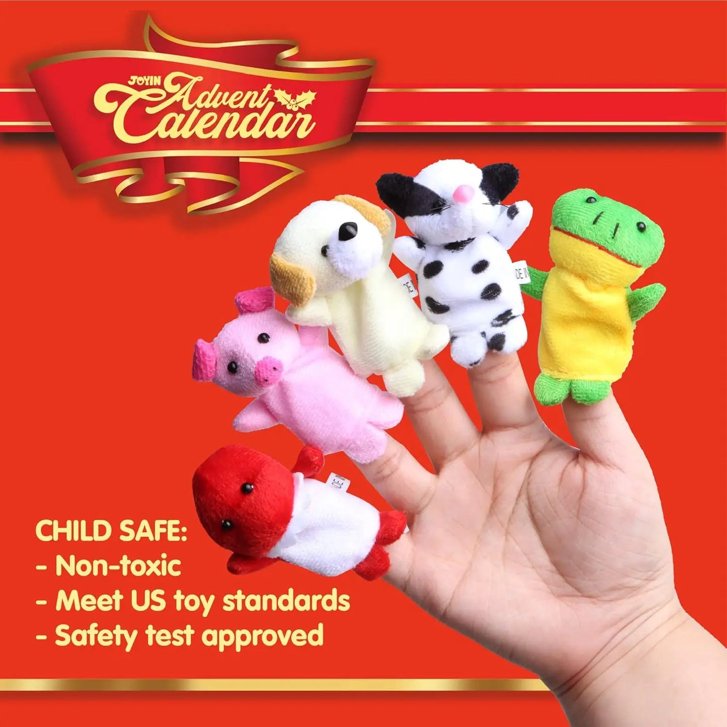 JOYFY Christmas Advent Calendar 2025 with Finger Puppets 24 Days Christmas Countdown Toy for Girls Kids Xms Party Favors Gift