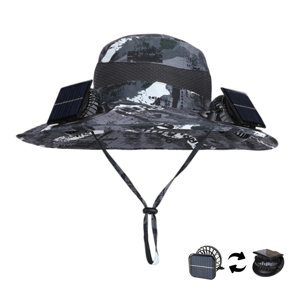 Sunshade Fishing Hat Quick-Dry Large Edge Cooling Hat 3 Modes Outdoor Drawstring Fishing Hat for Outdoor Riding Hiking Fishing