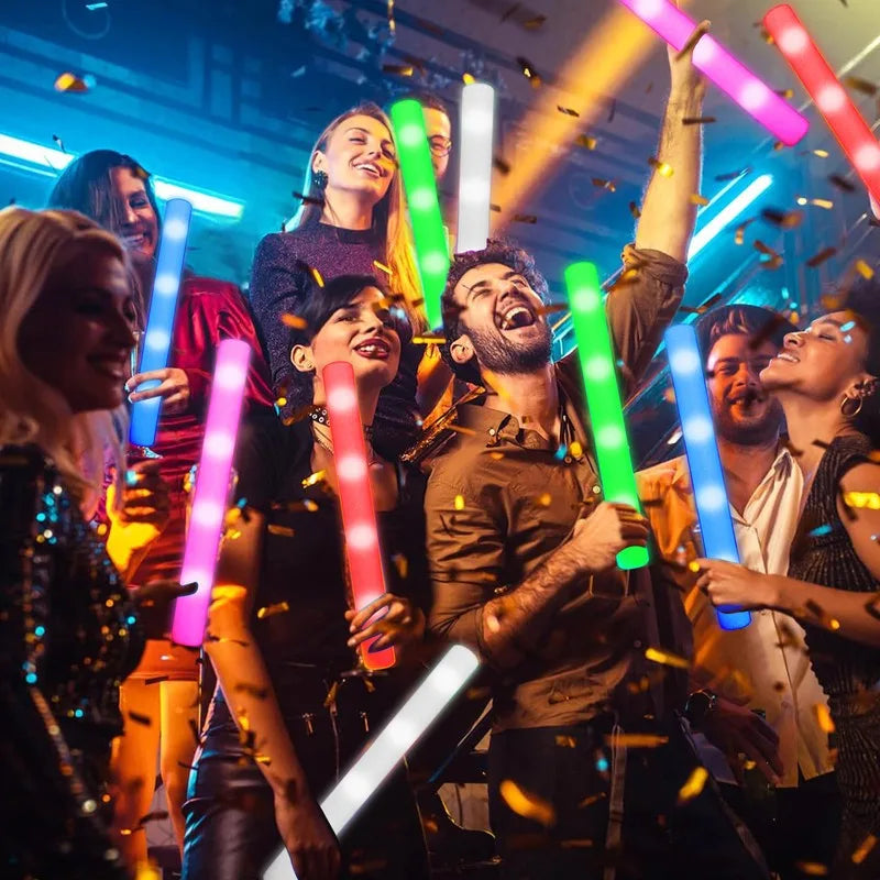 102Pcs LED Colorful Glow Cheer Tube Stick Camping Glow Sticks Dark Light Party Bulk Decoration Wedding Sticks Foam Supplies