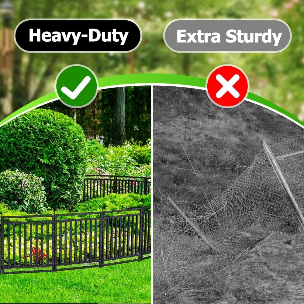 Decorative Garden Fence Metal Dog Fence Outdoor for Yard, 36ft (L) × 40in (H), 14 Panels + 2 Gates, Rustproof Animal Barrier Fen