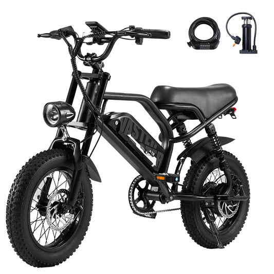 VDL Mountain Electric Bike , 16" Fat Tire Ebike, Wider Seat 800W Peak Motor, Removable Battery, Front Fork Suspension