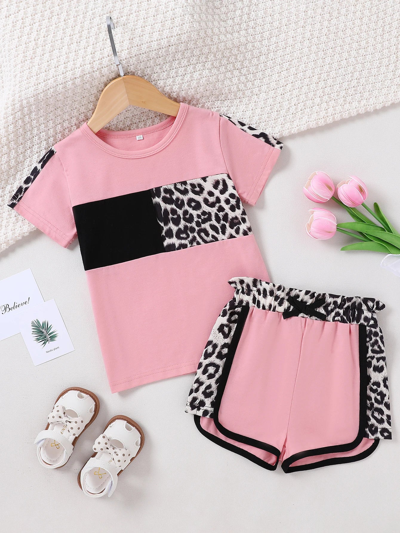 Toddler Baby Girl Clothes 12M-5T Cute Summer Outfits Short Sleeve T-shirt Tops Leopard Camo Printed Shorts Set