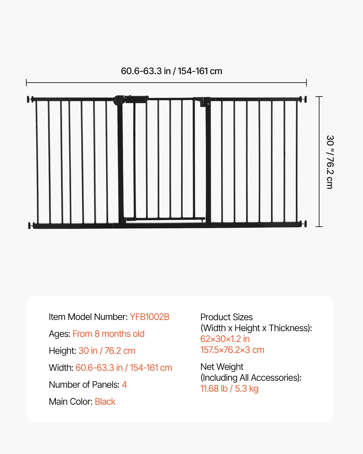 SucceBuy Baby Gate 28 30 36 Inches High Walk Through Gate