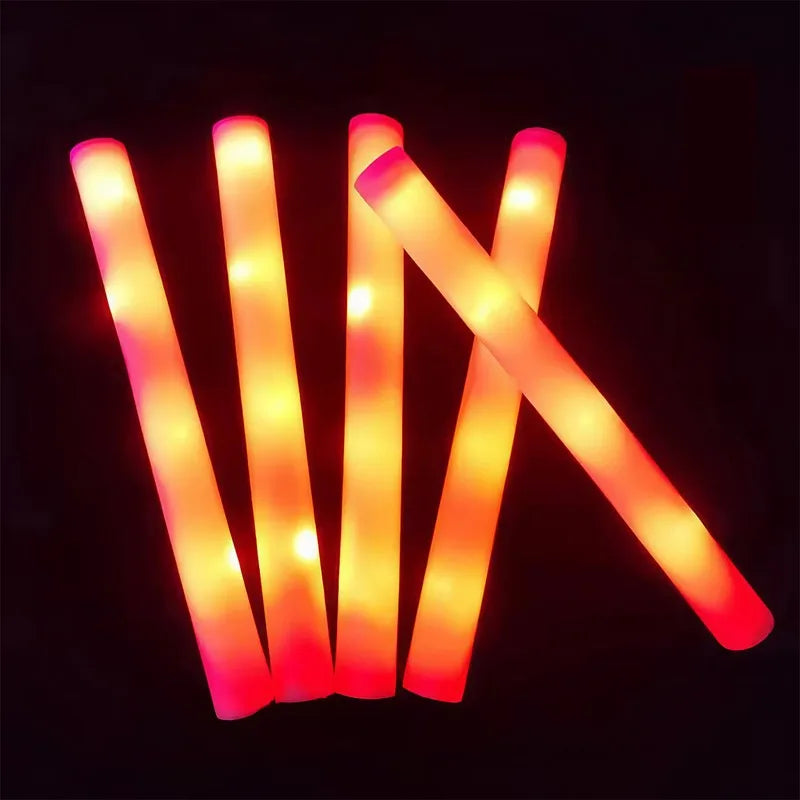 102Pcs LED Colorful Glow Cheer Tube Stick Camping Glow Sticks Dark Light Party Bulk Decoration Wedding Sticks Foam Supplies
