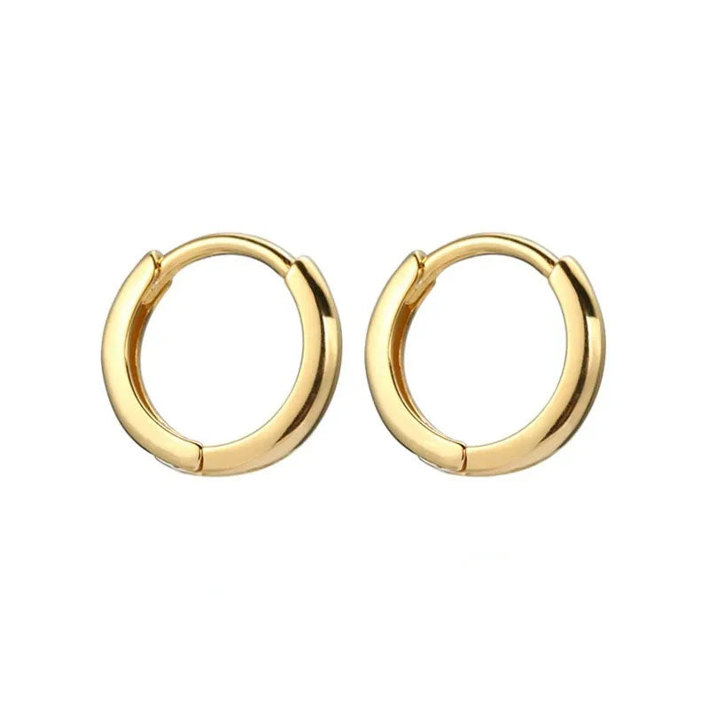 2pcs Fashion Hoop Earrings, Gold Color Tiny Cartilage Earrings Piercing Jewelry Trendy Female Hoops Earrings For Women Men