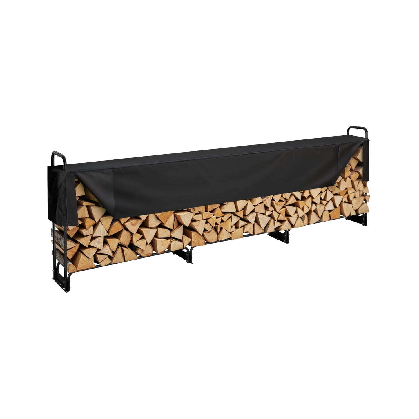 SucceBuy 12.7FT Outdoor Firewood Rack with Cover Heavy Duty Firewood Holder & 600D Oxford Waterproof Cover for Fireplace Patio