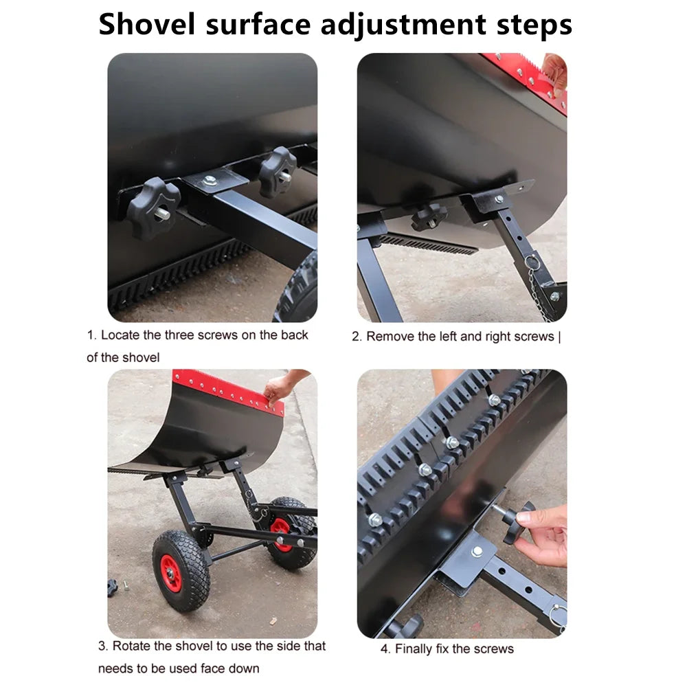 Manual Snow Shovel With Wheels Large Metal Sleigh Shovel Snow Plow Vehicle Snow Removal Artifact Machine Clean Road Surface Tool