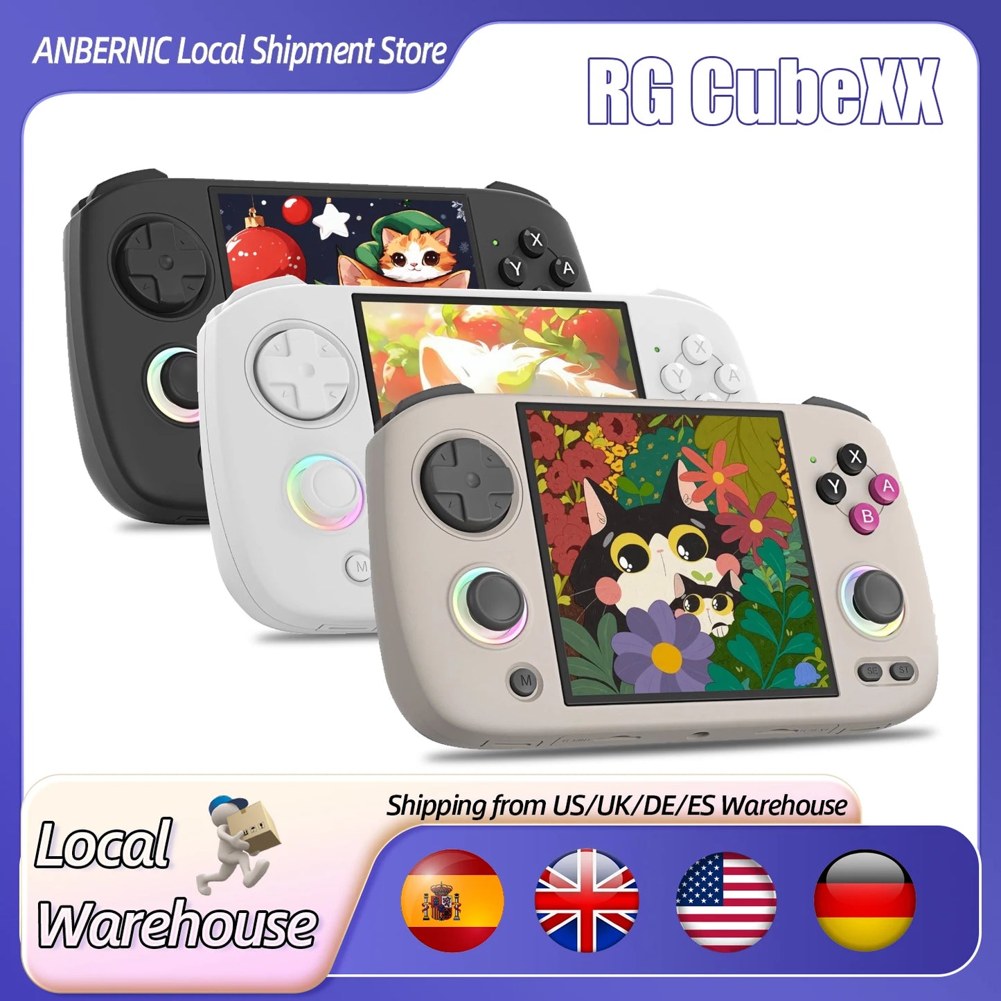 Anbernic RG CubeXX Retro Handheld Game Console 3.95 Inch IPS Screen Linux System Built-in 64G TF Card 5056 Games Support HD Out