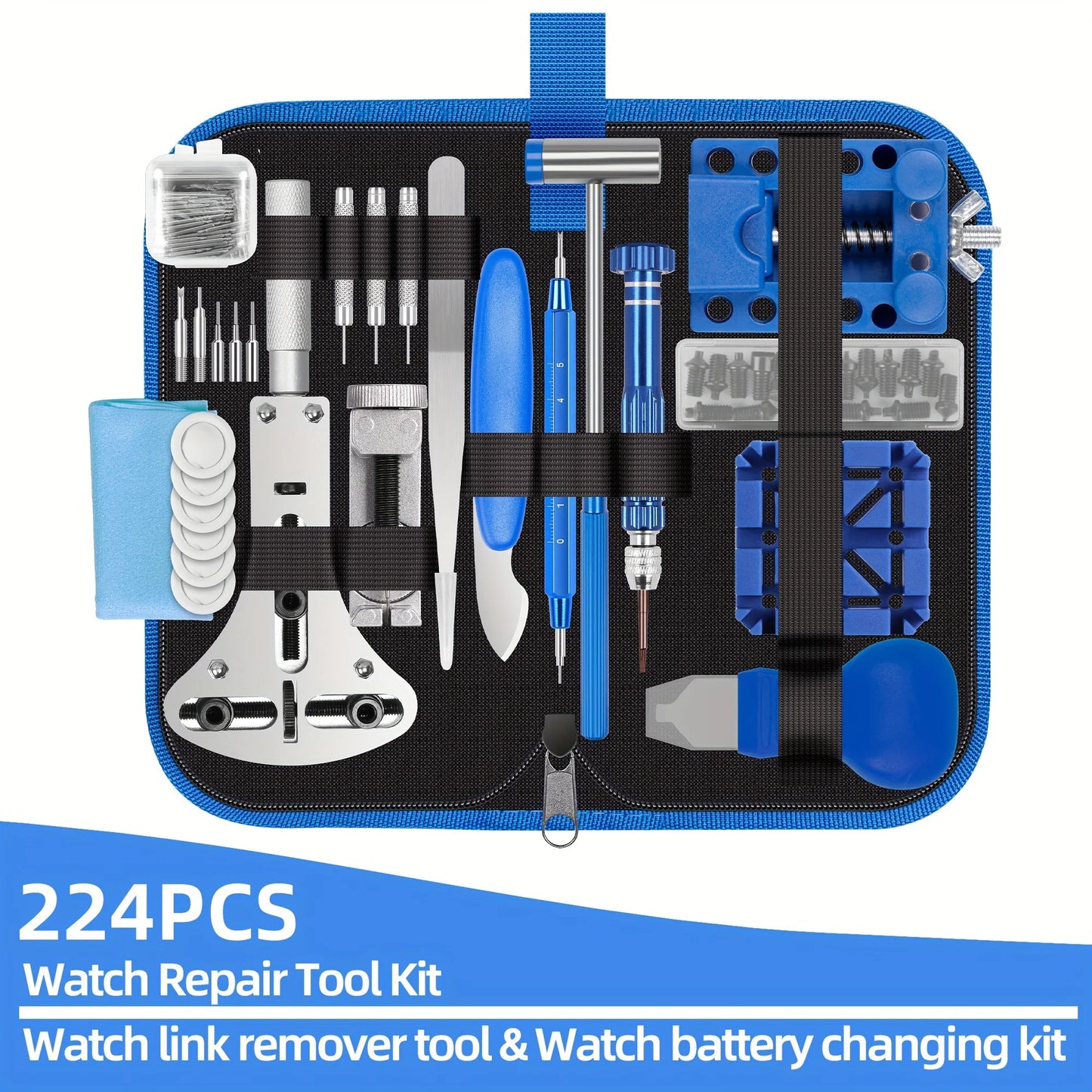Watch Repair Kit, Professional Watch Repair Tool, Watch Battery Replacement Tool Kit 224pcs, Professional Spring Bar Tool Set, W