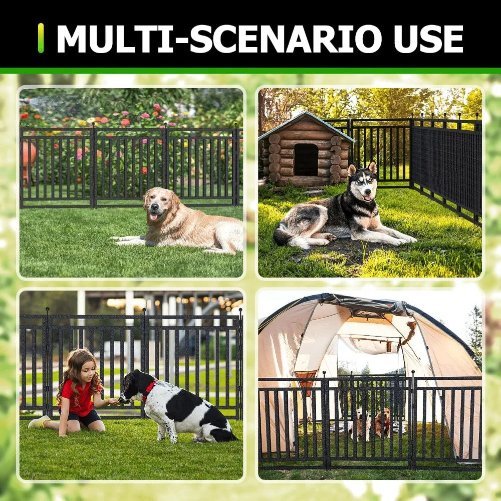 Decorative Garden Fence Metal Dog Fence Outdoor for Yard, 36ft (L) × 40in (H), 14 Panels + 2 Gates, Rustproof Animal Barrier Fen