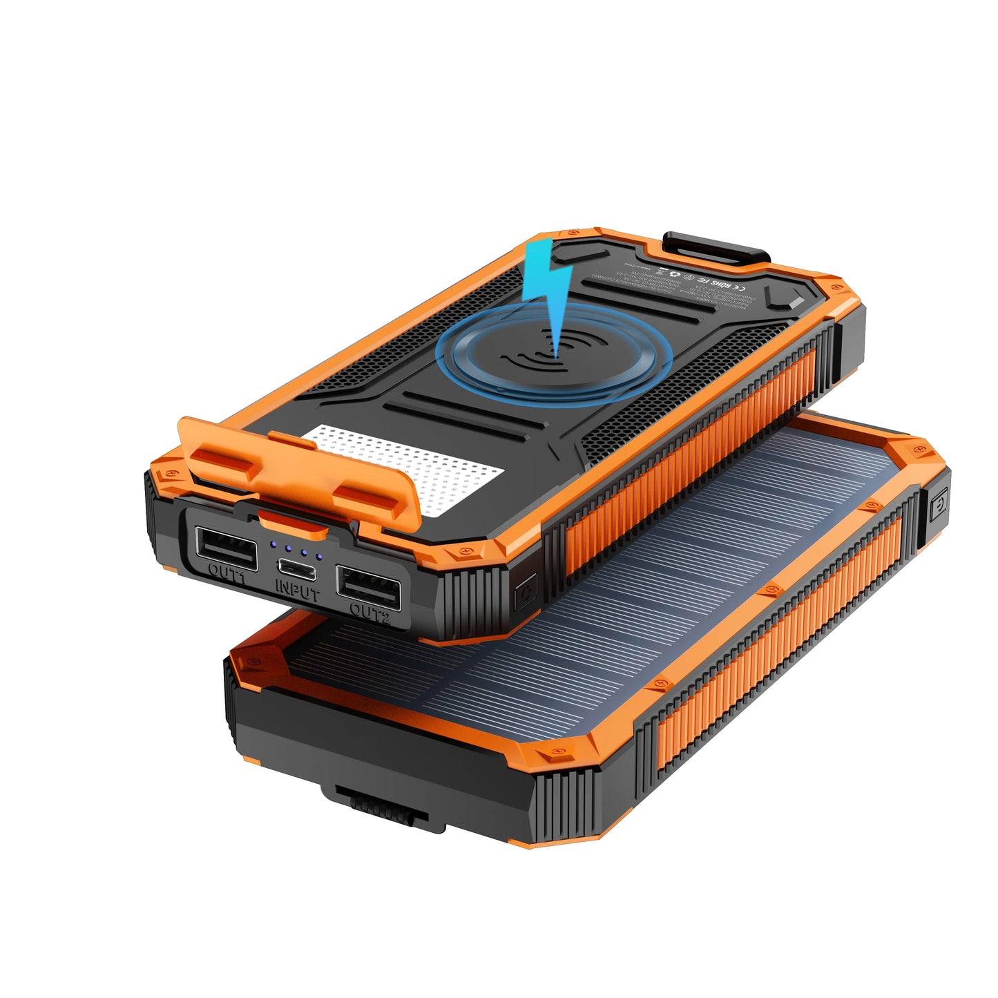 Solar Power Bank Wireless Charger 20,000mAh,Portable Solar Powered USB C Input/Output with Camping Flashlight for Cell Phone