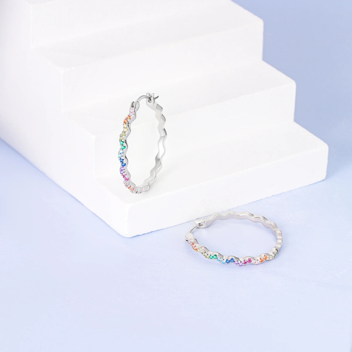 925 Sterling Silver Colorful And Minimalist Series Jewelry Fashion Zircon Circle Hoop Earrings For Women Jewelry Exquisite Gifts