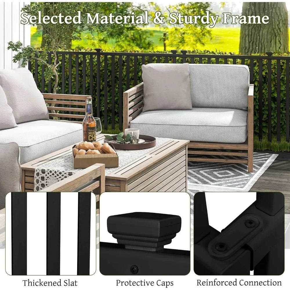 Happygrill Garden Fence 4 Panels, 80”L x 37.5”H Outdoor Privacy Screen w/Sharp Ground Stakes, Protective Caps, No Dig Fence, Vin