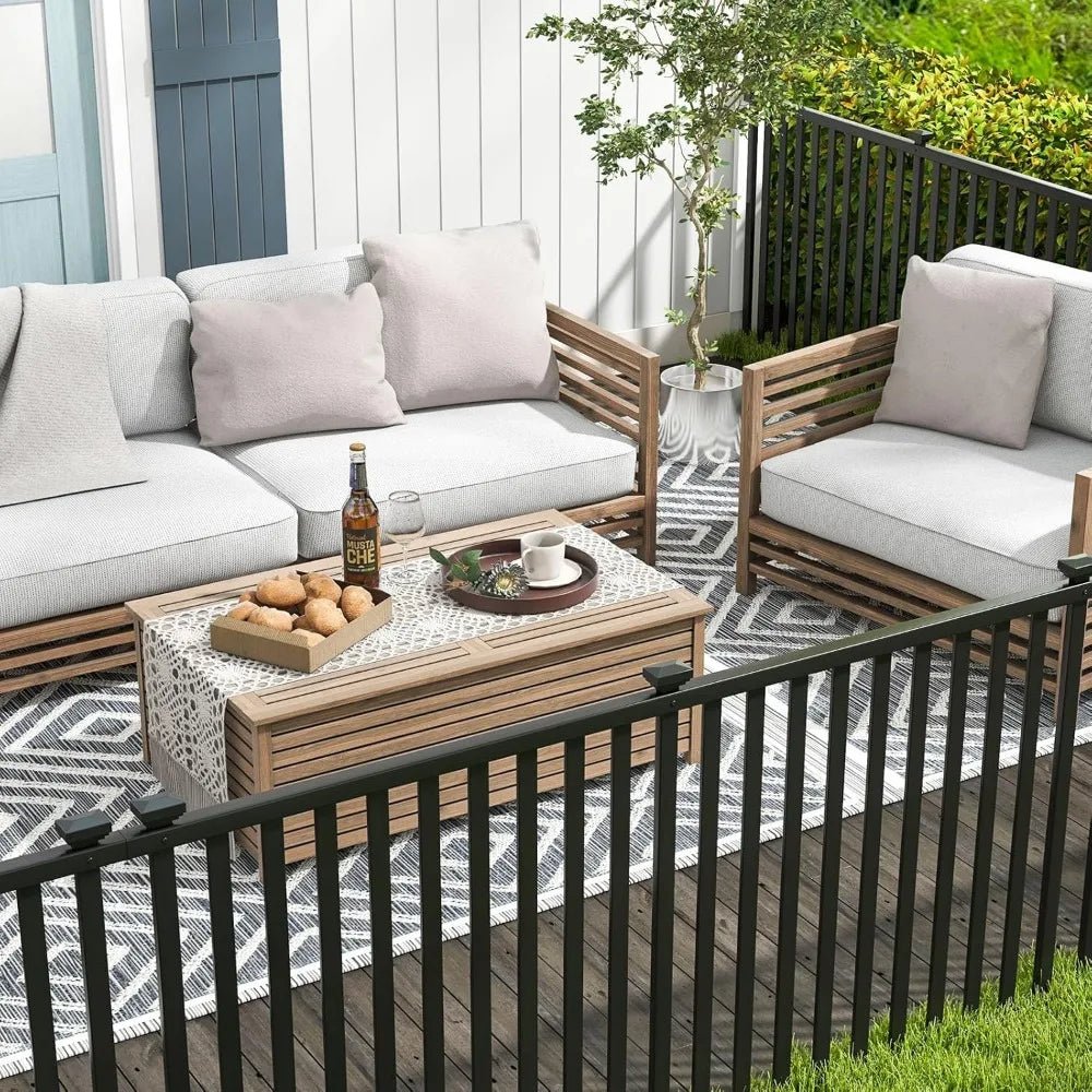 Happygrill Garden Fence 4 Panels, 80”L x 37.5”H Outdoor Privacy Screen w/Sharp Ground Stakes, Protective Caps, No Dig Fence, Vin