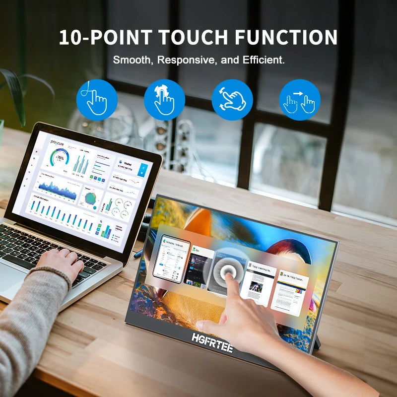 14.1 inch Portable Monitor 10-Point Touchscreen 100%sRGB 1200P IPS Second External Screen for Laptop Phone Mac Xbox Switch PS4/5