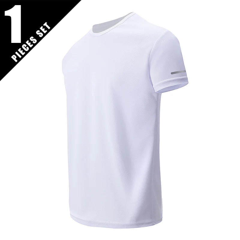 1/2/4Pcs Men's Summer Solid Color Mix And Match Short-sleeved Young Men's Loose Quick-drying Sports Running Shirt Middle-aged T-