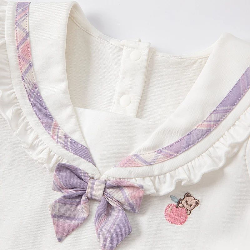 Dave Bella Girls Short Sleeve Blouse Skirt Sets Plaided Sunmmer Clothes Two-Pieces Shirt Skirt Suit Children Clothes DBK2221925