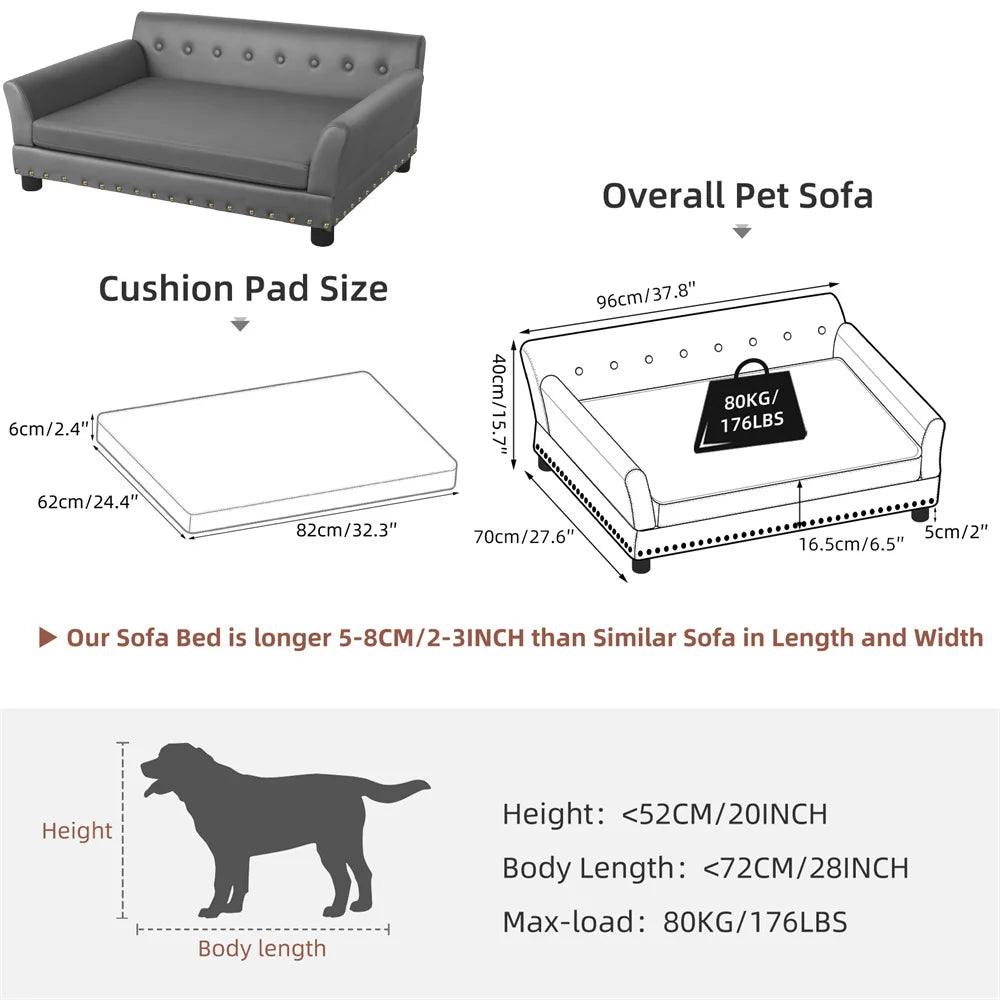 Heavy Duty Pet Sofa Large Raised Dog Bed Cushioned Sofa Softly Pet Cat Bed Puppy Sofa Couch Lounge Bed