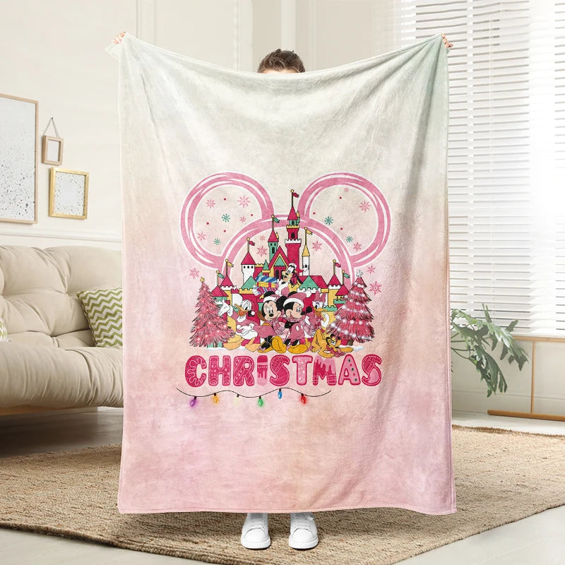 Christmas Mickey Mouse Flannel Blanket Fluffy Cozy Throw Children Adult Nap Blankets  Bedding Blanket for Party Home Decorations