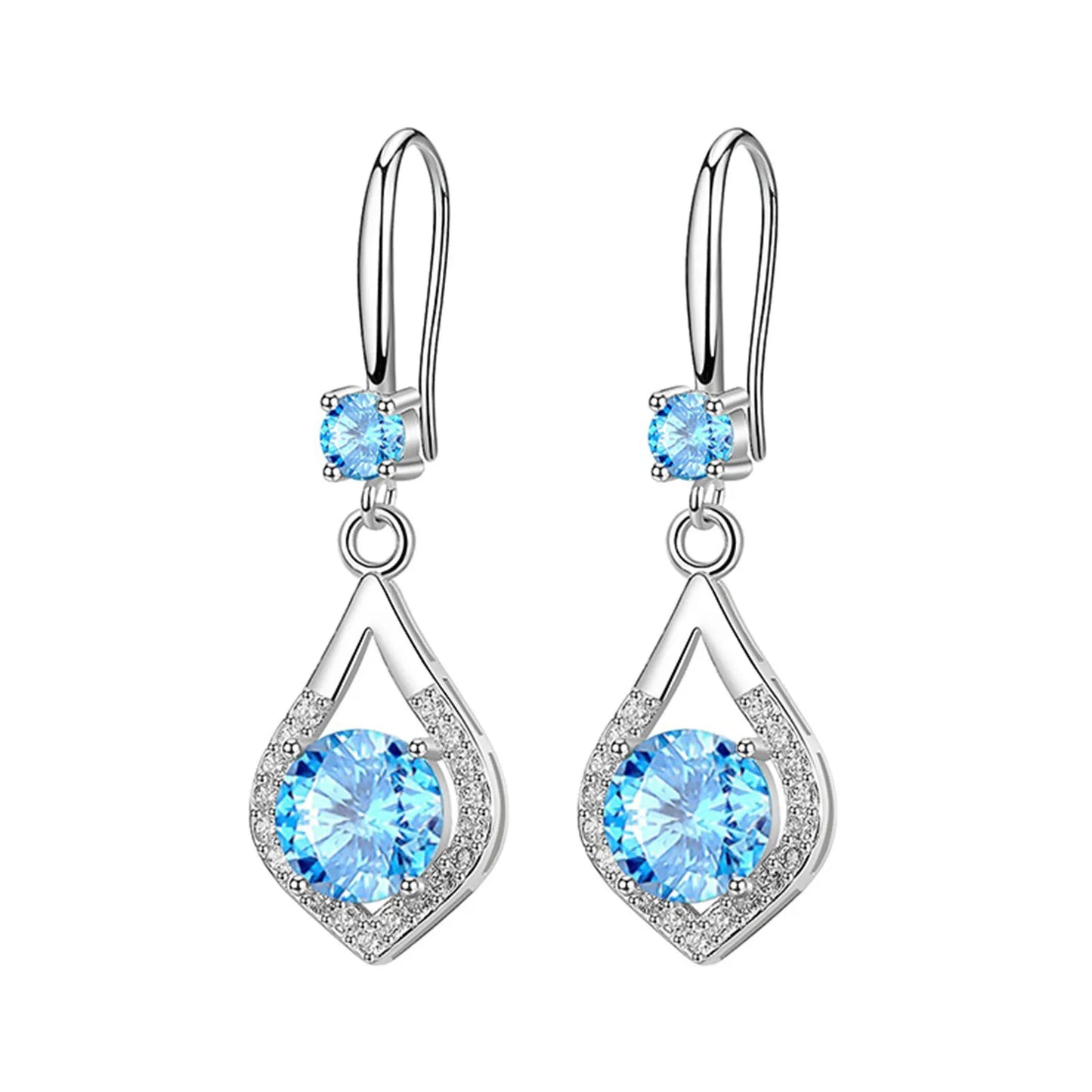 New 925 Sterling Silver Luxury Crystal Zircon Earrings Charms for Woman Cute Engagement Wedding Jewelry Gift