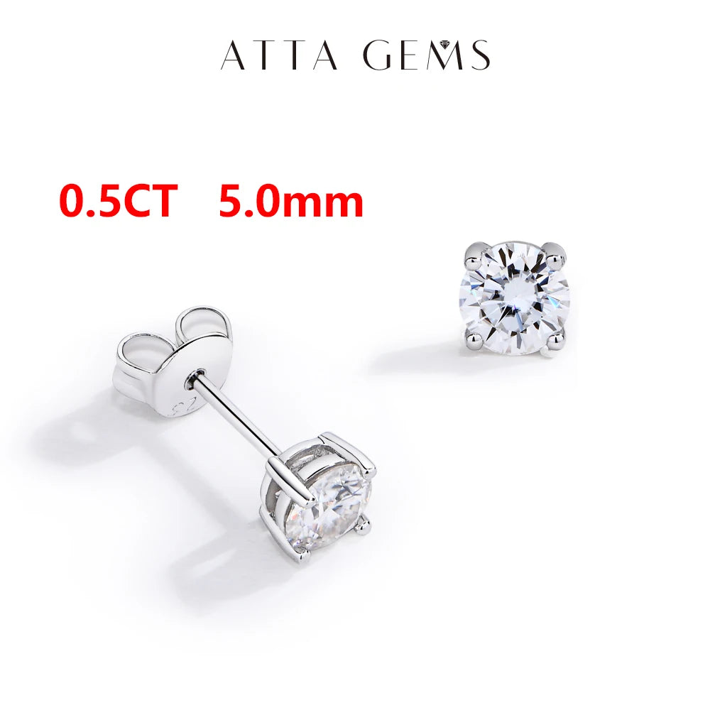 ATTAGEMS D VVS1 Moissanite Four Claw Earrings For Women Man S925 Sterling Silver Sparkling Wedding Jewelry Shipping from the USA