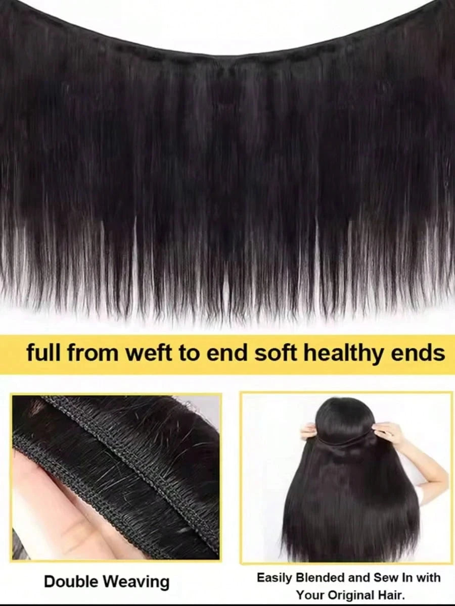 38 40 Inch Raw Straight Bundles 100% Human Hair 3 4 5 Bundle Brazilian Weave Virgin Raw Hair Human Hair Bundles Extensions Black