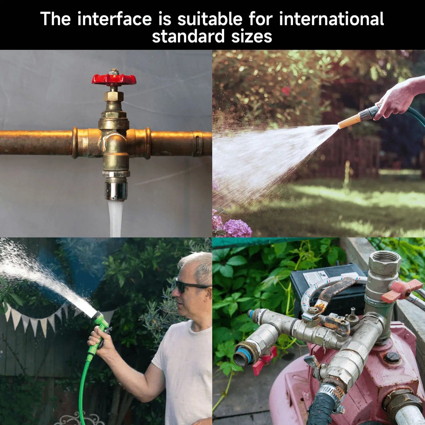 GardenJoy 50-100FT Expandable Garden Hose with Holder &10 Spray Nozzle 3/4 inch Flexible water hose Home Garden Watering Hose