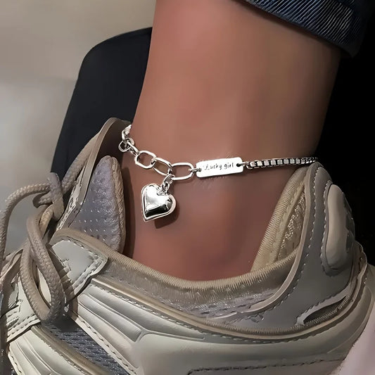 1PC Delicate Ankle Bracelet - Waterproof Chain Jewelry with Lucky Charm