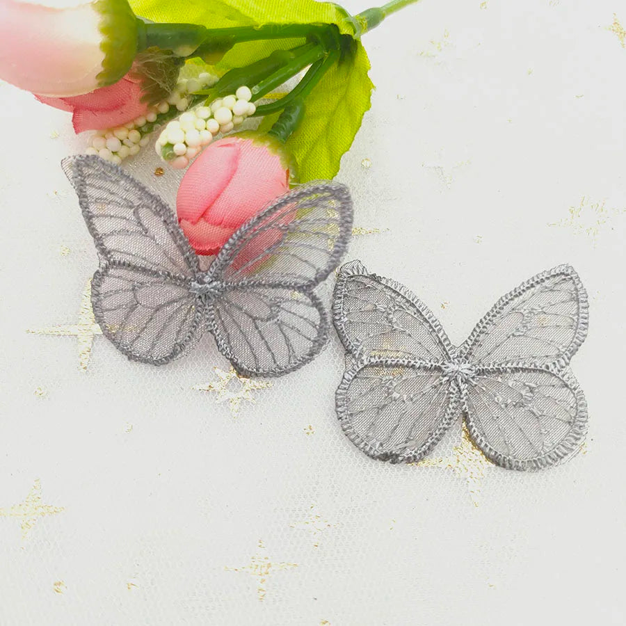 Embroidered mesh butterfly cloth patches Appliques for Clothes Sewing Supplies DIY Hair Clip Accessories