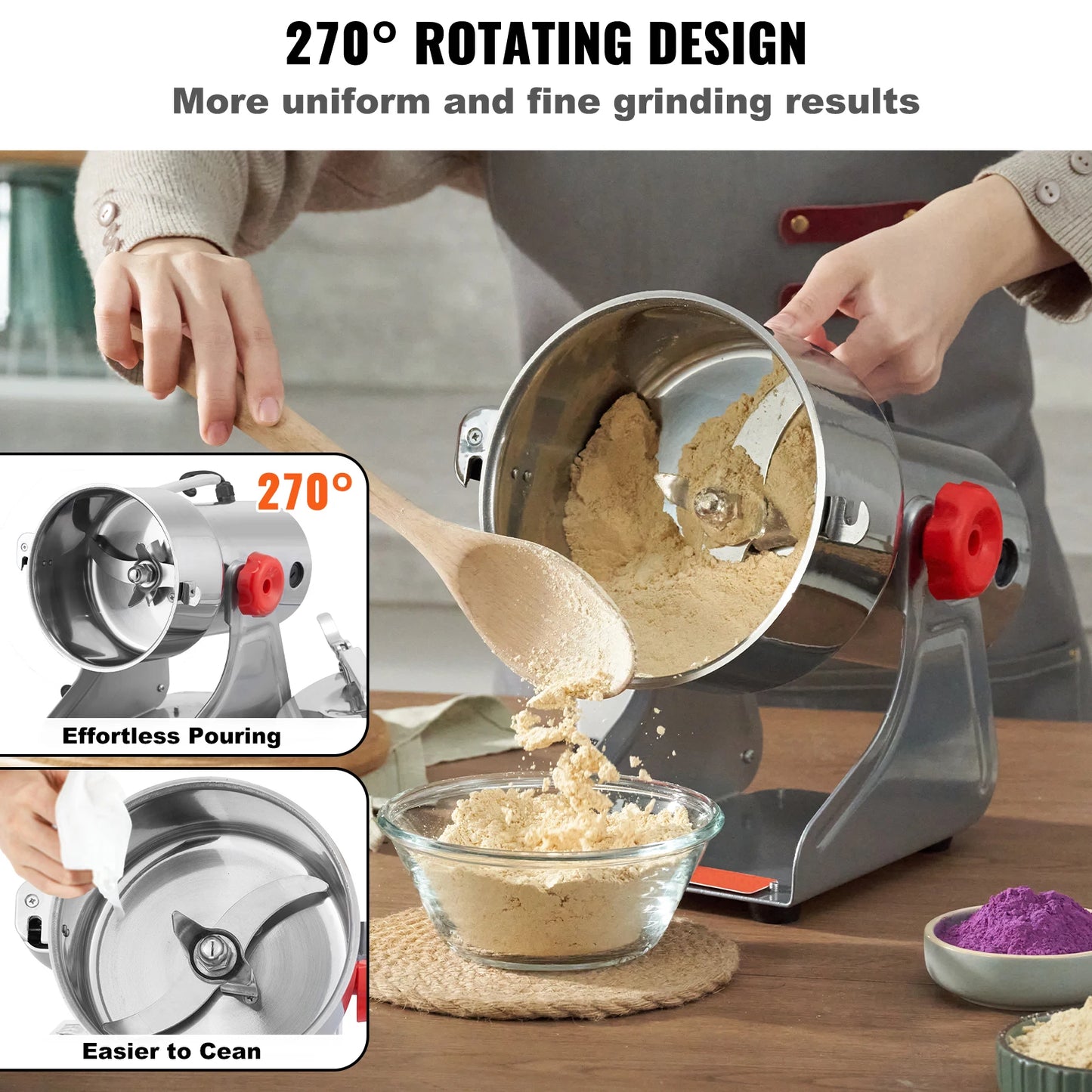 SucceBuy 150-2500g Electric Grain Mill Grinder Commercial Swing Spice Grinders for Dry Herbs Grains Spices Cereals Coffee Corn